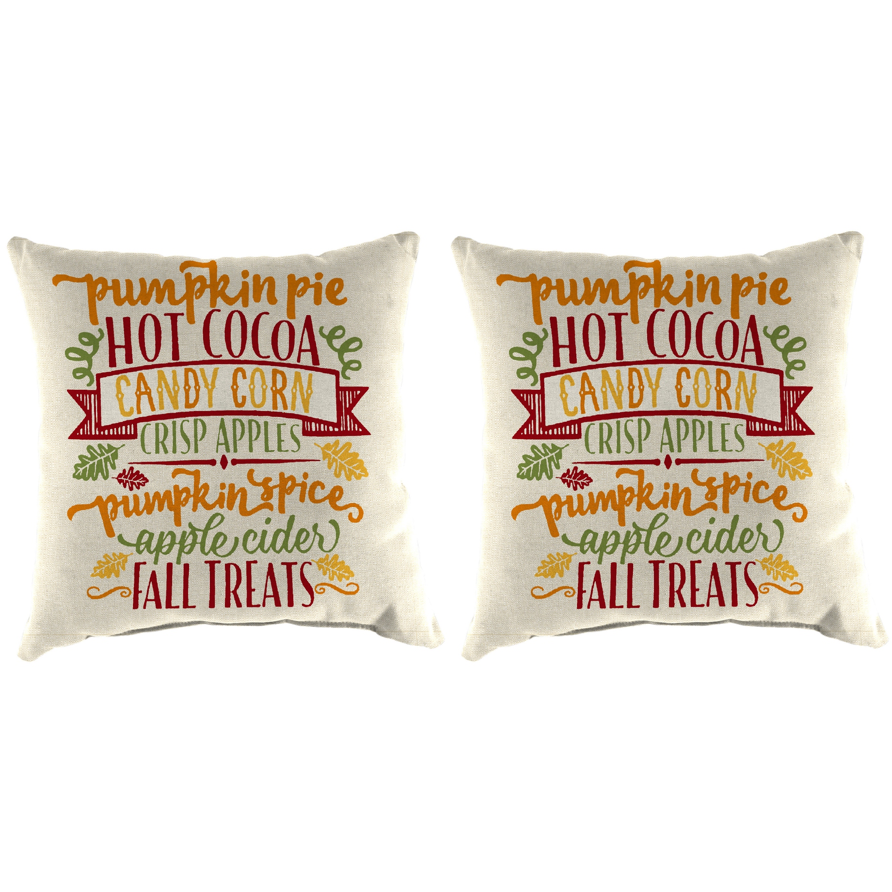 16 x 16 Outdoor Throw Pillow Set of 2 16 L x 16 W x 4 H Fall Treats