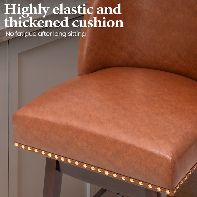 30.6'' H Indoor Solid Wood Swivel Bar Stool with Back Set of 2 or 4