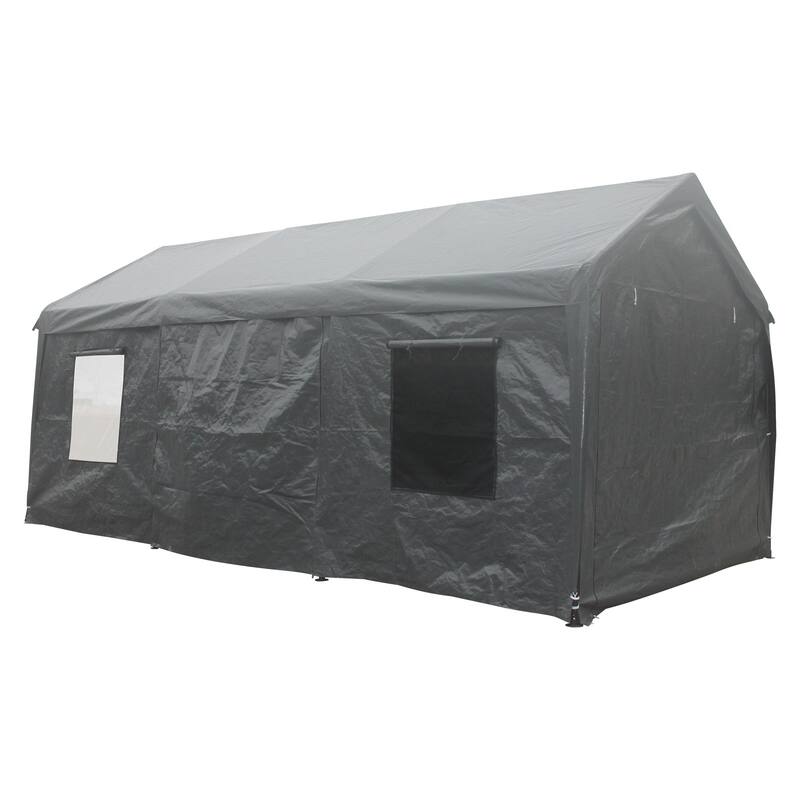 10 ft. x 20 ft. Gray Heavy Duty Garage with Iron Frame without Floor