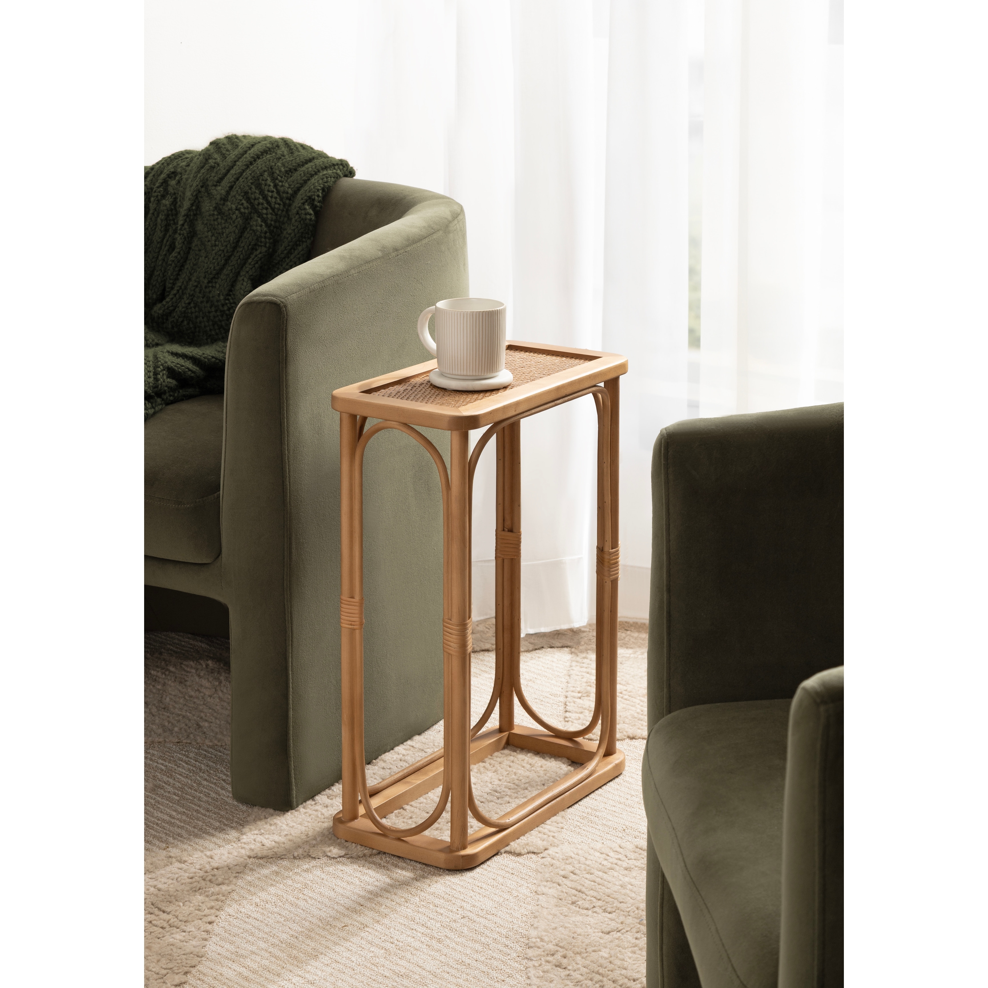 Kate and Laurel Bonaire Rattan Slim Side Table - 16x8x22
