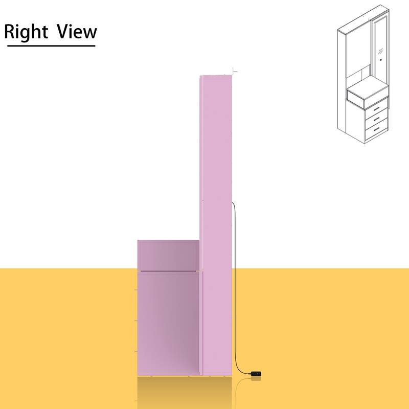 Sleek Storage Dresser with Ambient Mirror Lighting Makup Vanity Table