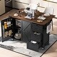 preview thumbnail 3 of 19, 54.5''W Farmhouse Mobile Kitchen Island with Power Outlet, Drop Leaf - Rolling Kitchen Cart with Storage for Dining Room
