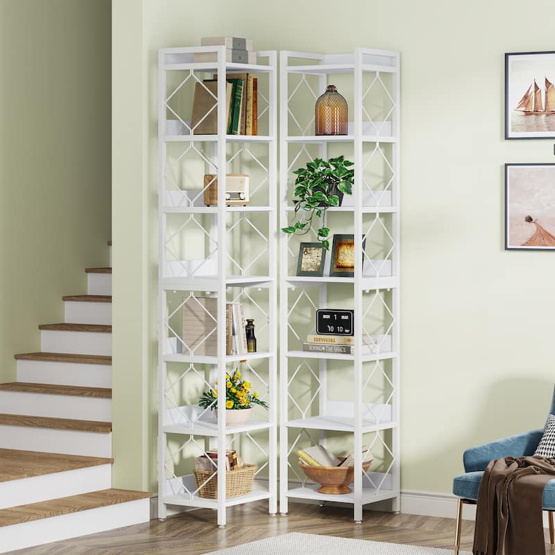 78.7 Inch Extra Tall Narrow Bookshelf, 7 Tier Corner Bookcase
