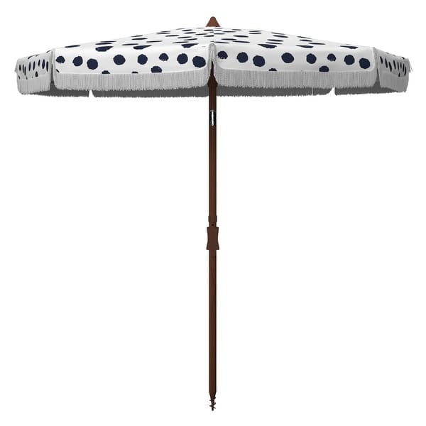 slide 2 of 7, SAFAVIEH Outdoor Sydney 6.5-Foot Tilt Umbrella White/Navy Polka Dot