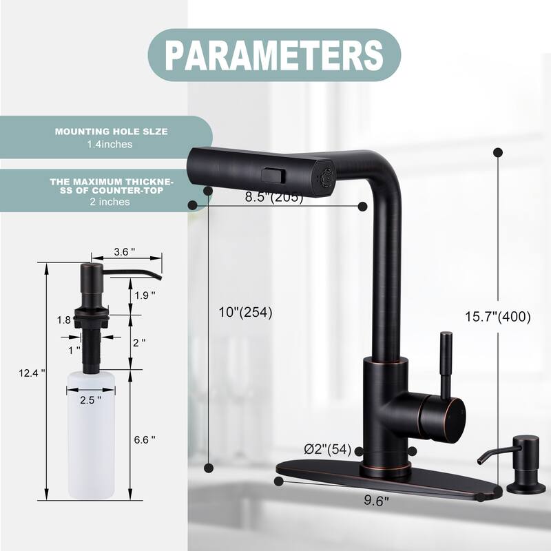 WOWOW Single Handle Waterfall Pull Down Sprayer Kitchen Faucet