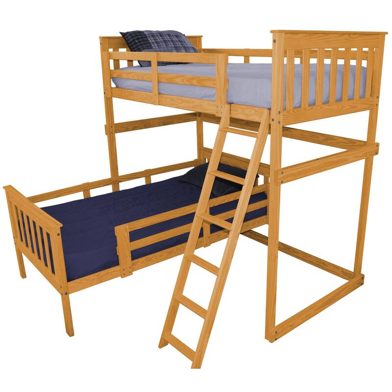 Pine Twin Mission Loft Bed with Side Ladder