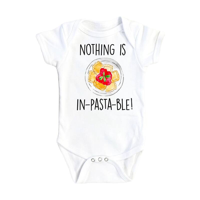 Italian Pasta Pun - Baby Boy Girl Clothes Infant Bodysuit Funny Cute Newborn - White - 3-6M