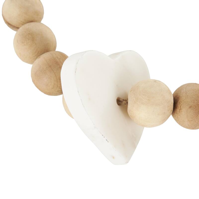 White Glass Handmade Round Extra Long Frosted Orb Beaded Garland with Tassel with Knotted Jute Rope