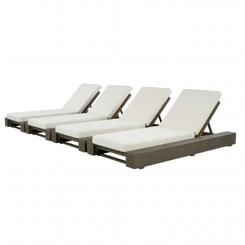 Christopher Knight Home - Amedea Outdoor Acacia Wood Chaise Lounge with Adjustable Backrest & Water-Resistant Cushion