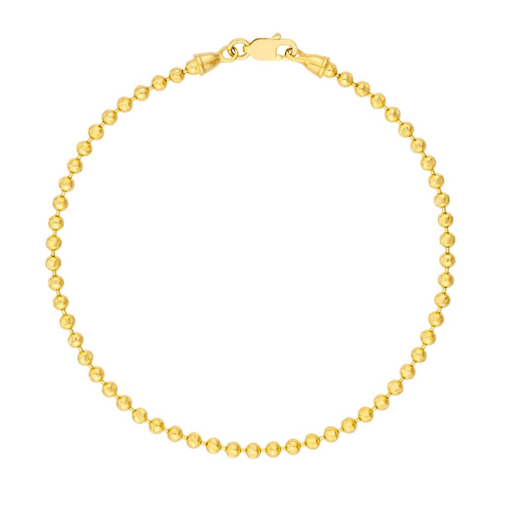 Marquee Jewels 14K Solid Yellow Gold Bead Bracelet