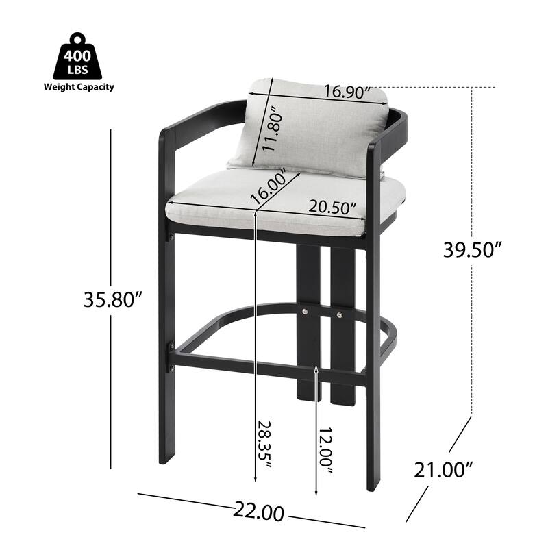Christopher Knight Home - Pula Outdoor Modern Aluminum Counter Stools - Bar Chairs with Fade-Resistant Cushions