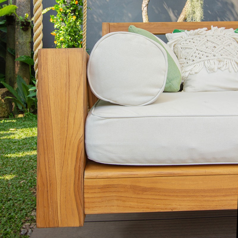 Cambridge Casual Logan Teak Outdoor Porch Swing Daybed with Cushion