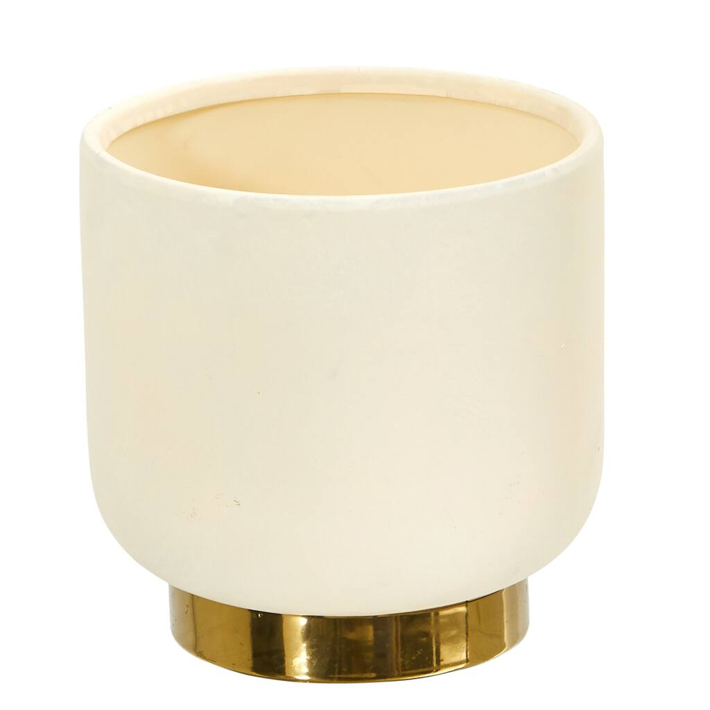 8" Elegance Ceramic Planter with Gold Accents - 8