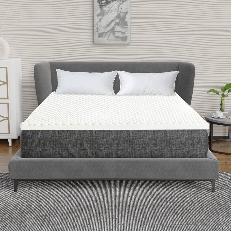 High Density Convoluted Egg Shell Breathable Foam Topper, Adds Comfort to Mattress