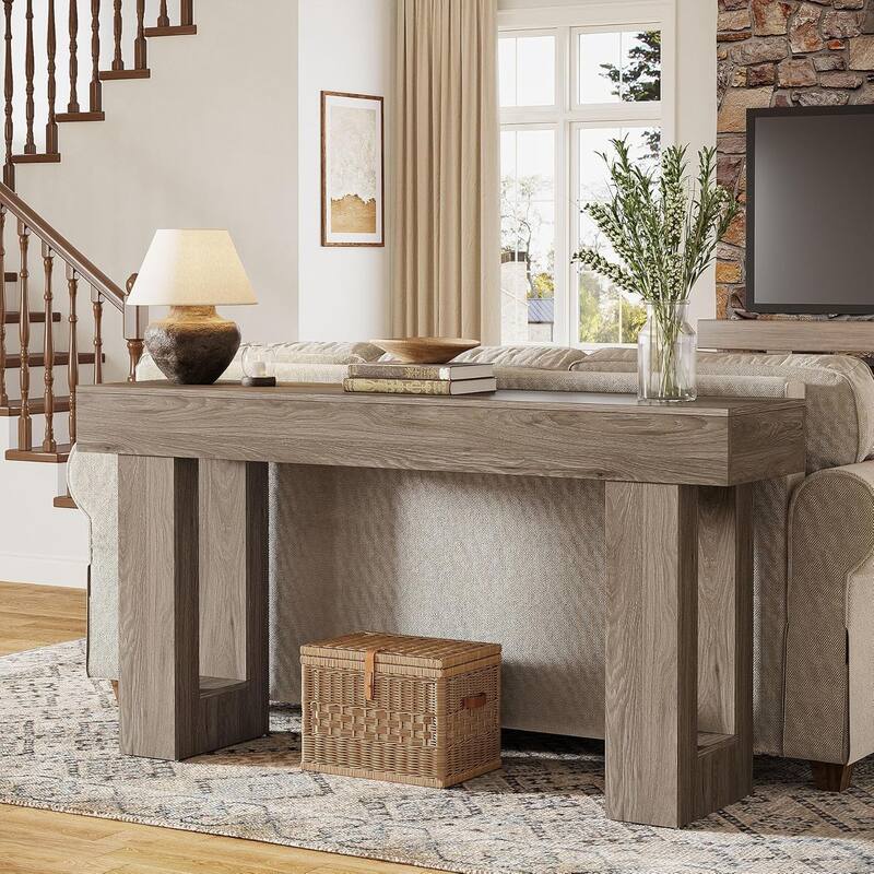 63" Wooden Console Table, Rectangular Sofa Table for Behind Couch, Entryway, HallwayLiving Room