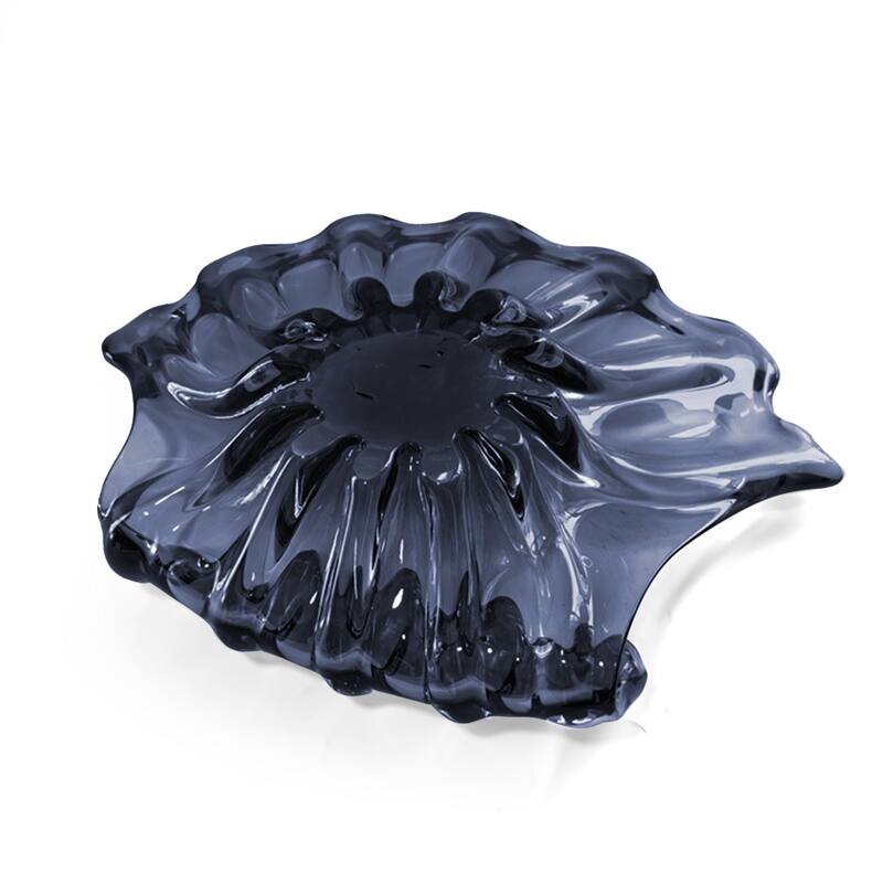 Modern Sculptural Glass Centerpiece Bowl Decorative Accent 14"x10"
