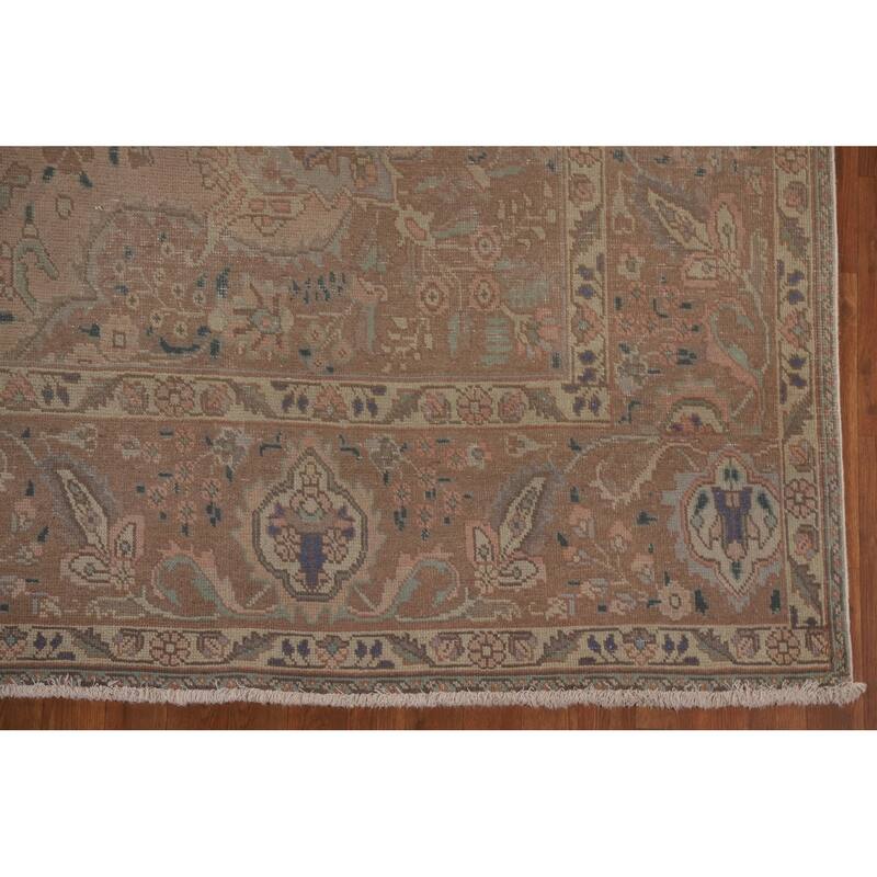 Distressed Tabriz Persian Vintage Rug Handmade Oriental Wool Carpet - 9'6" x 12'9"