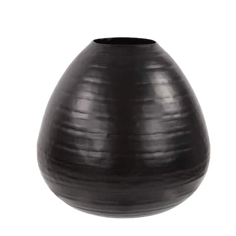 Chiseled Black Teardrop Vase, Medium - 13" diameter x 13"h