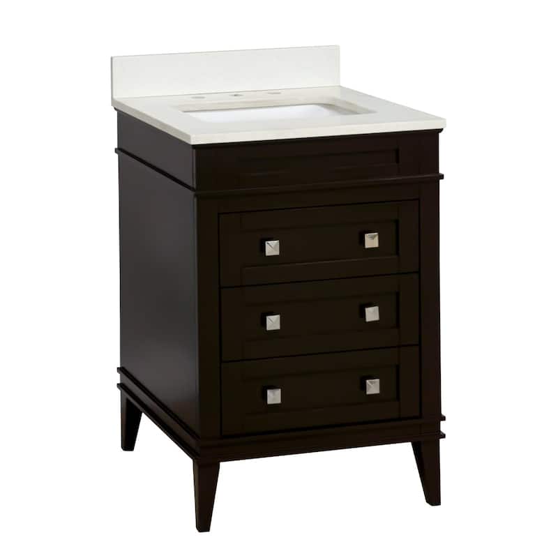 KitchenBathCollection Eleanor 24" Bathroom Vanity with Quartz Top
