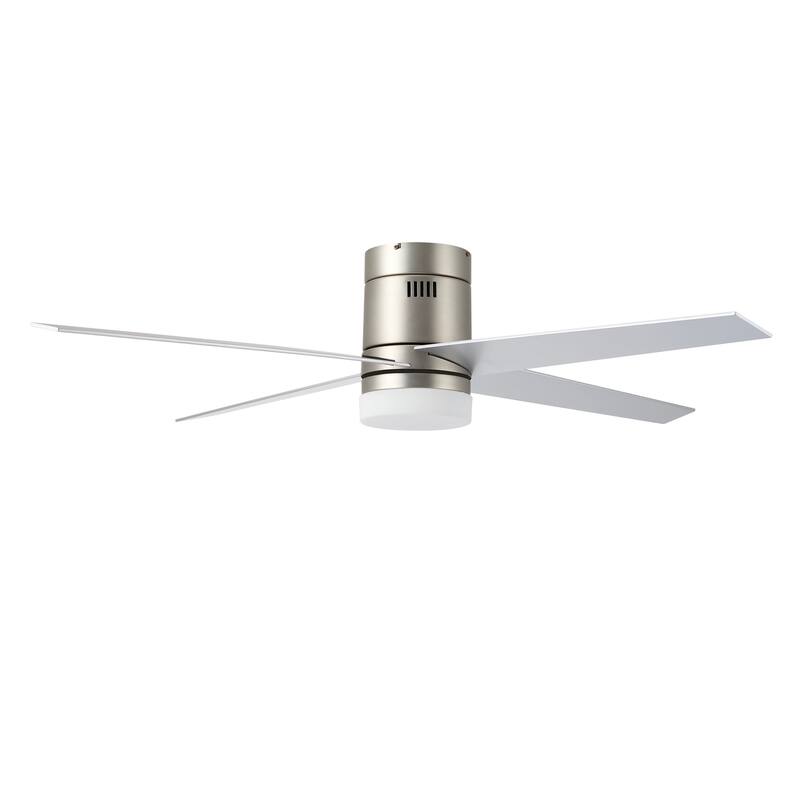 CO-Z 52" 4 Reversible Blades Flush Mount LED Ceiling Fan w Remote Control and Light Kit