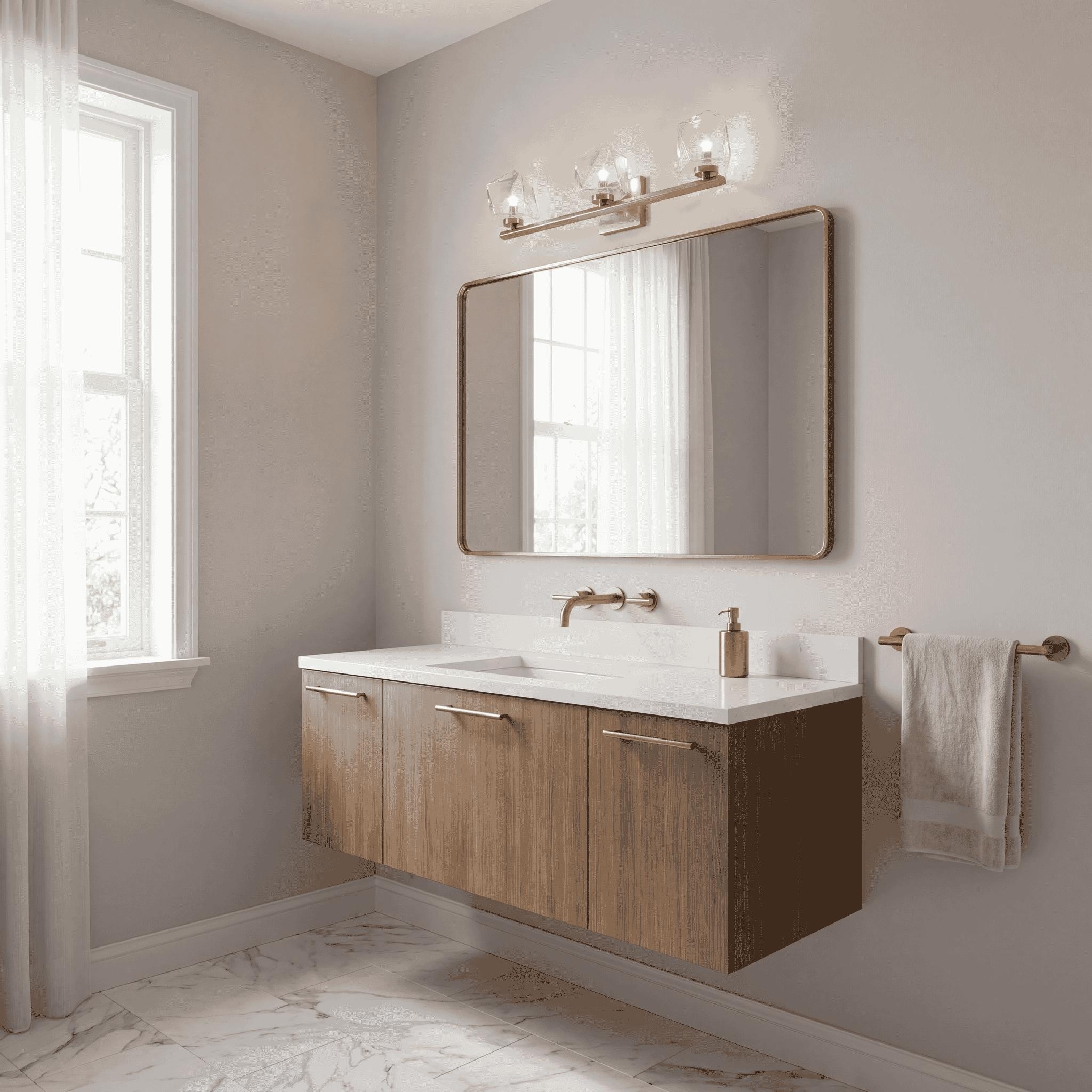 Castello 3-Light Bathroom Vanity Light in Warm Brass