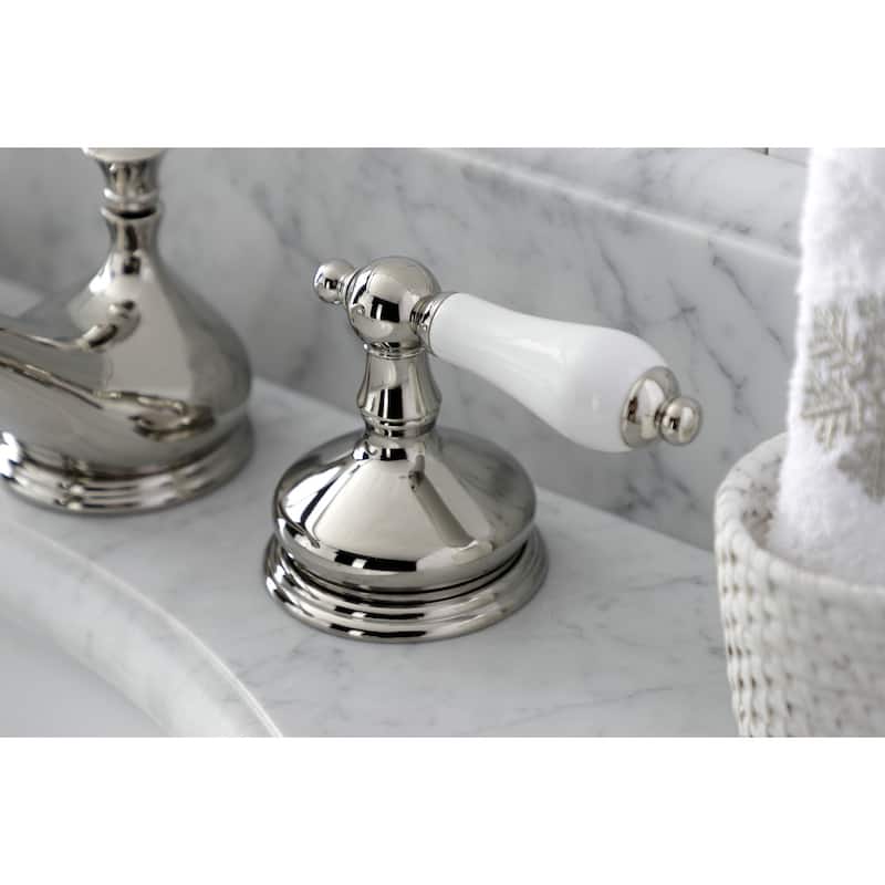 Heritage Deck Mount Widespread Bathroom Faucet with Brass Pop-Up