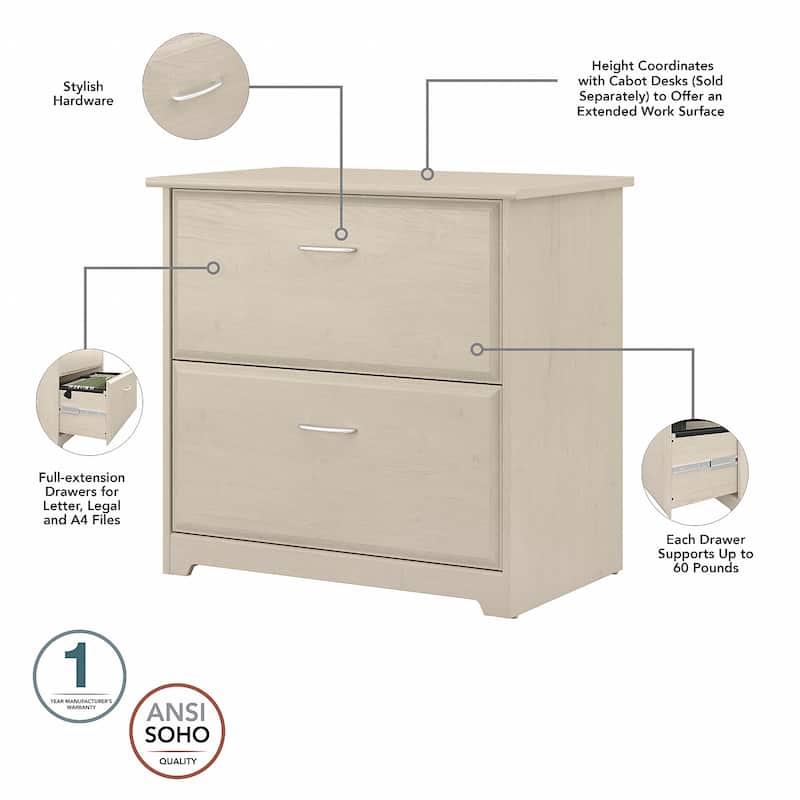 Cabot 60W L-Shaped Desk with Hutch and File Cabinet by Bush Furniture
