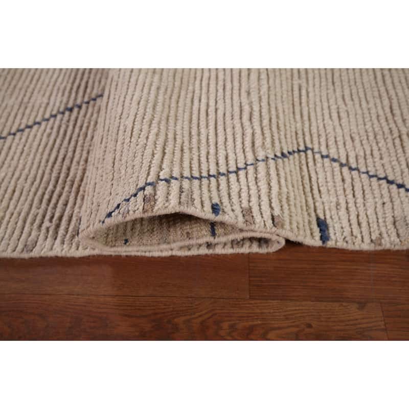 Earth Tone Moroccan Area Rug Handmade Beihe Wool Carpet - 8'9" x 12'9"