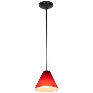 Access Lighting Martini - E26 LED Rod Pendant - Oil Rubbed Bronze Finish - Red Glass Shade