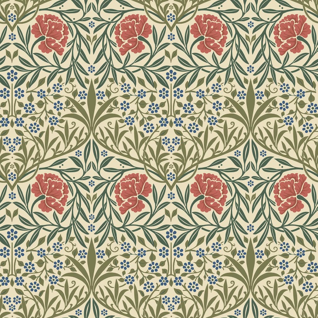 Oxford Union Green Floral Vines Wallpaper