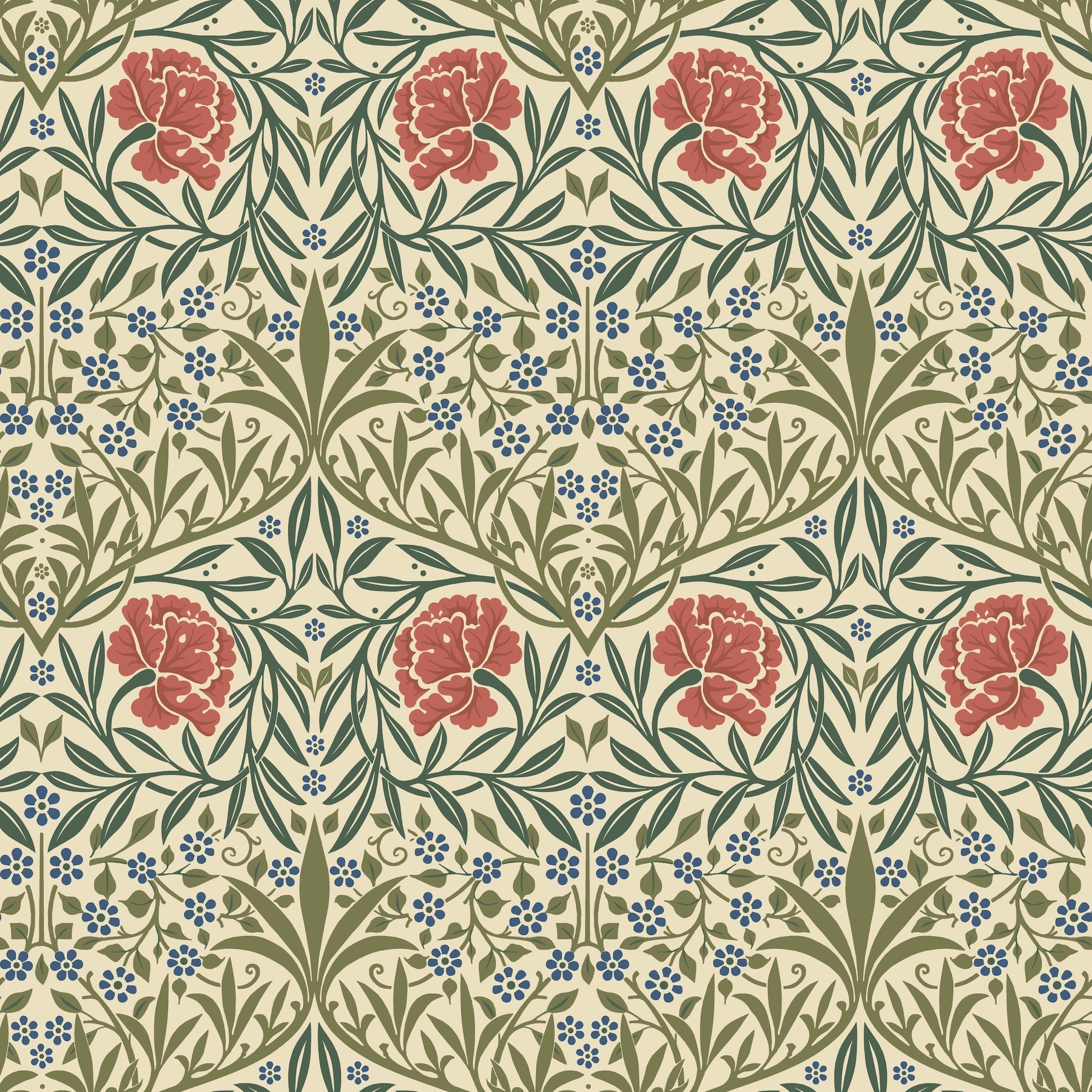 Oxford Union Green Floral Vines Wallpaper