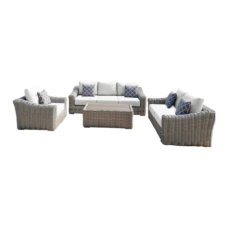 Hawaii Three-Tone Wicker Deep Seating Set with Cushion