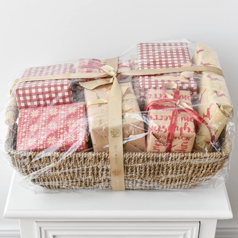 2-Pack Hand-Woven Storage Baskets with Wooden Handles, Wicker Basket for Organizing, Gift Choice