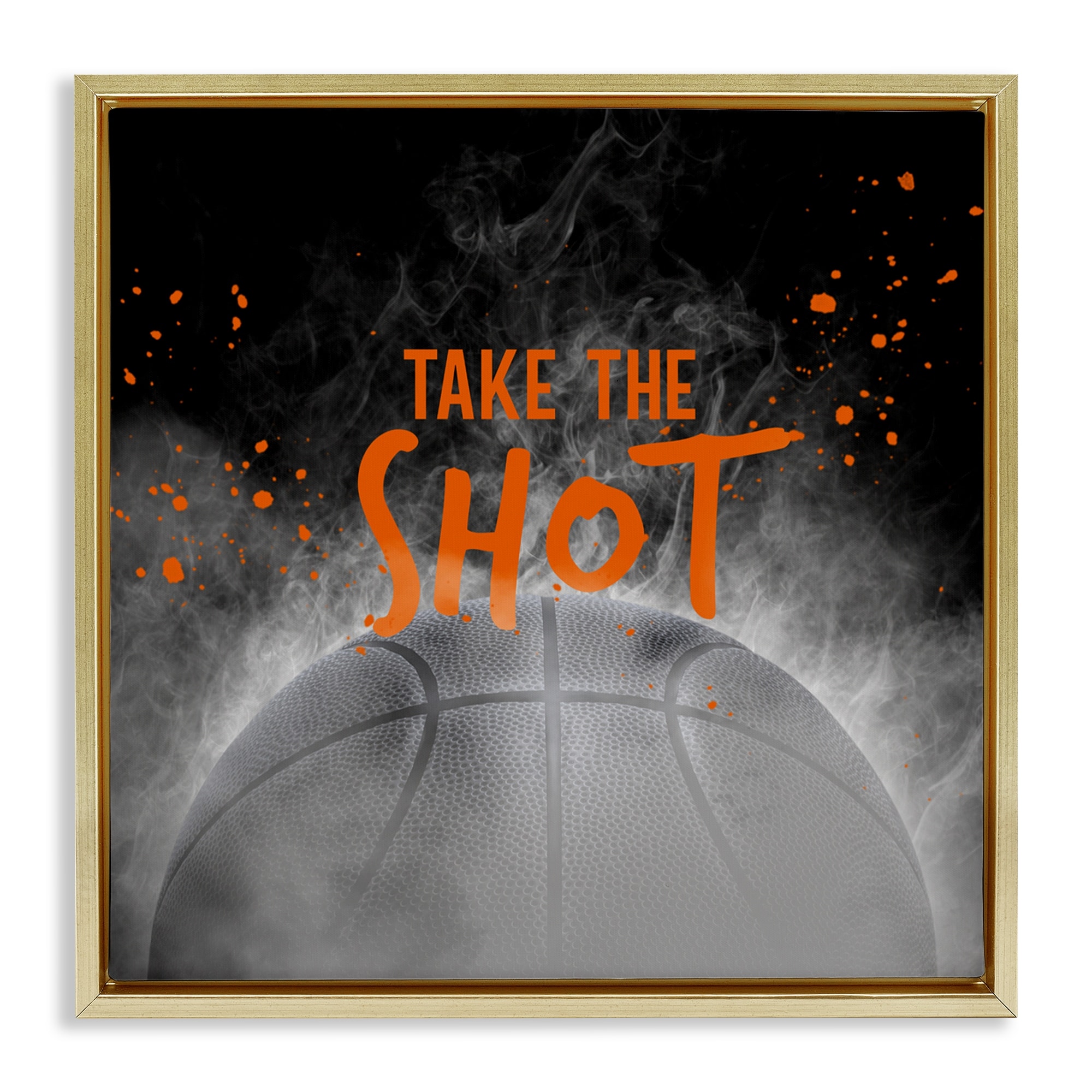 Stupell Take The Shot Basketball Framed Floater Canvas Wall Art Design By Kim Allen