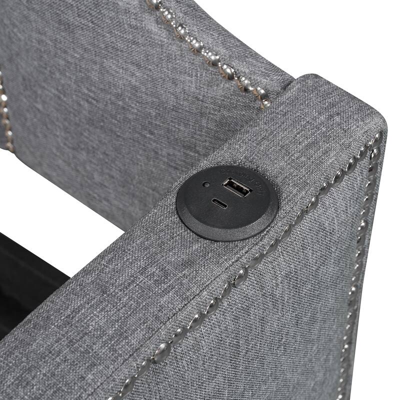 Twin Size Upholstered Daybed with Pop-Up Trundle & USB Charging Ports