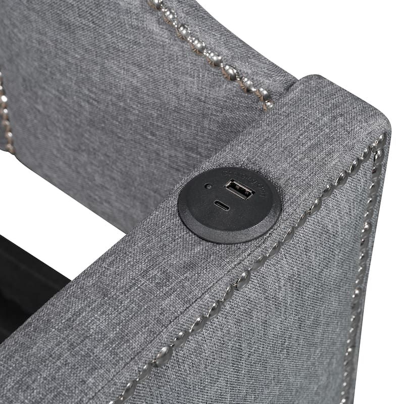 Twin Upholstered Daybed with Pop-Up Trundle, USB Charging Ports, Convertible Sofa Bed