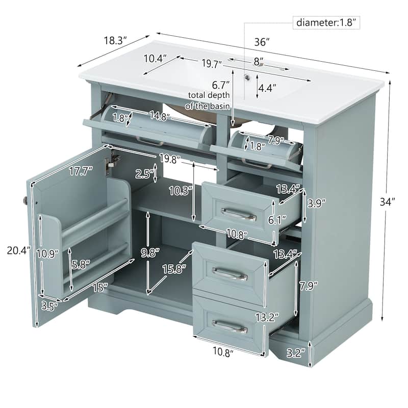 Bathroom Vanity Set with Ceramic Undermount Sink