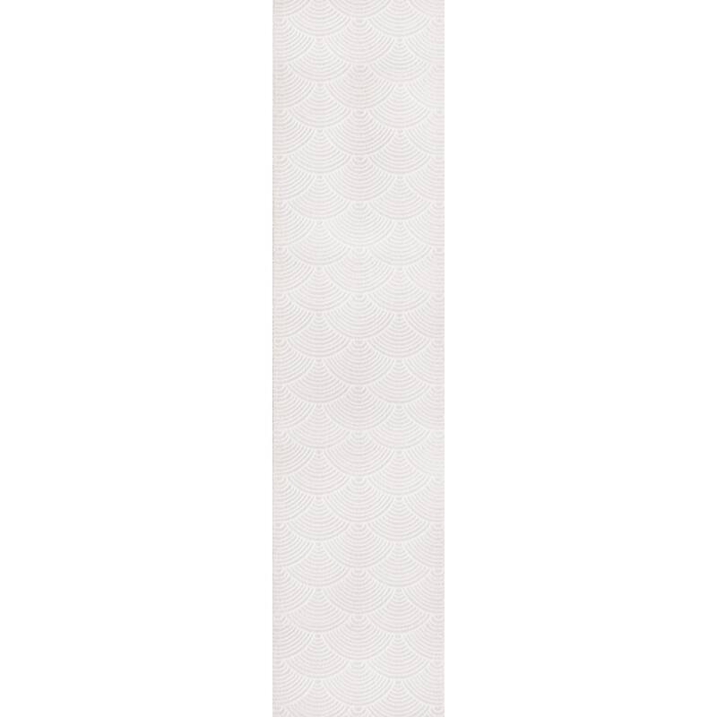 JONATHAN Y Cole Geometric Art Deco Fan Pattern High-Low Rug - 2 X 8 - White/Light Gray