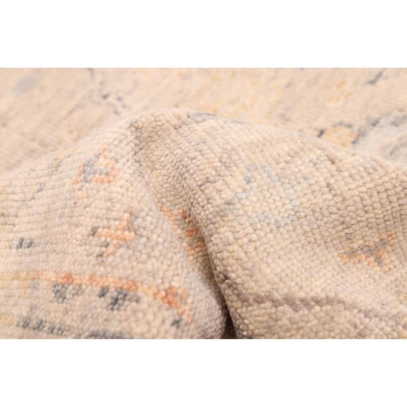 ECARPETGALLERY Hand-knotted Modern Oushak Light Grey Wool Rug - 4'1 x 5'9