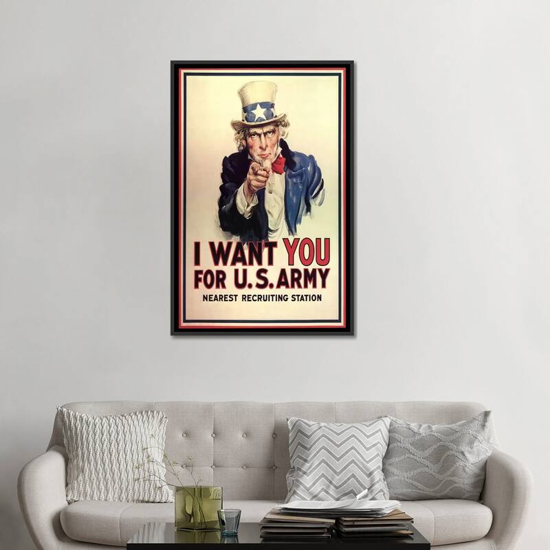 iCanvas "Uncle Sam- I Want You Vintage Poster, J. M. Flagg" by j. M. Flagg Framed Canvas Print