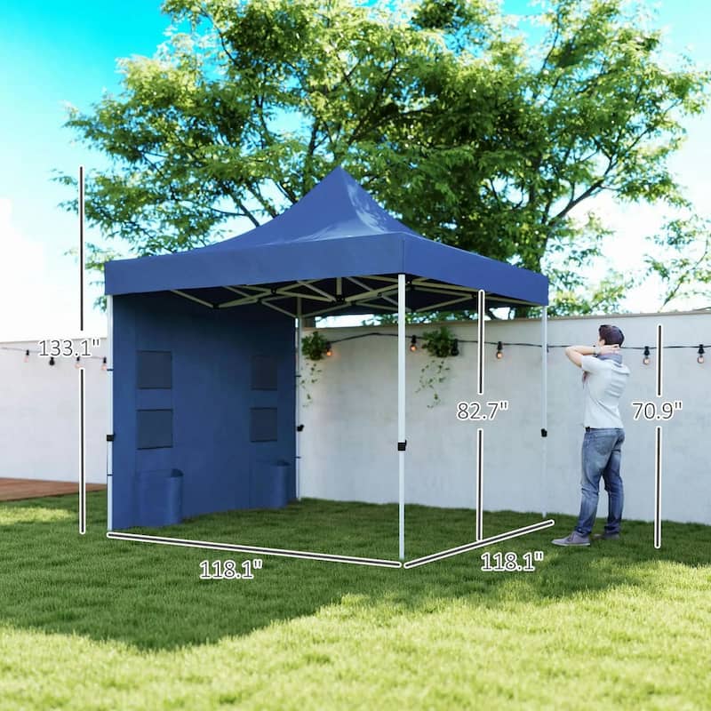 10' x 10' Heavy Duty Pop Up Canopy Tent with Sidewall, UPF50+