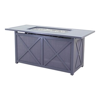 Courtyard Casual Santa Fe Rectangle Firepit - Slat Top with 18 lbs of ...