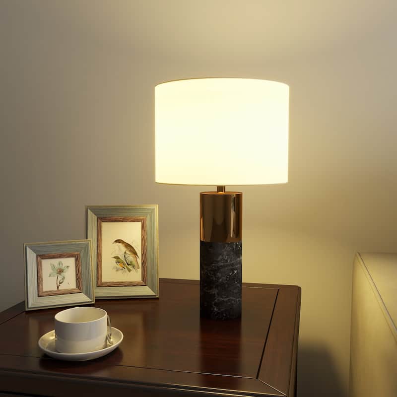 Set of 2 Luxury Marble Gold Bedside Table Lamp