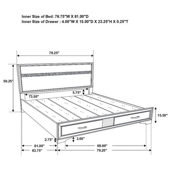 dimension image slide 1 of 29, Miranda 4-piece Platform Storage Bedroom Set White