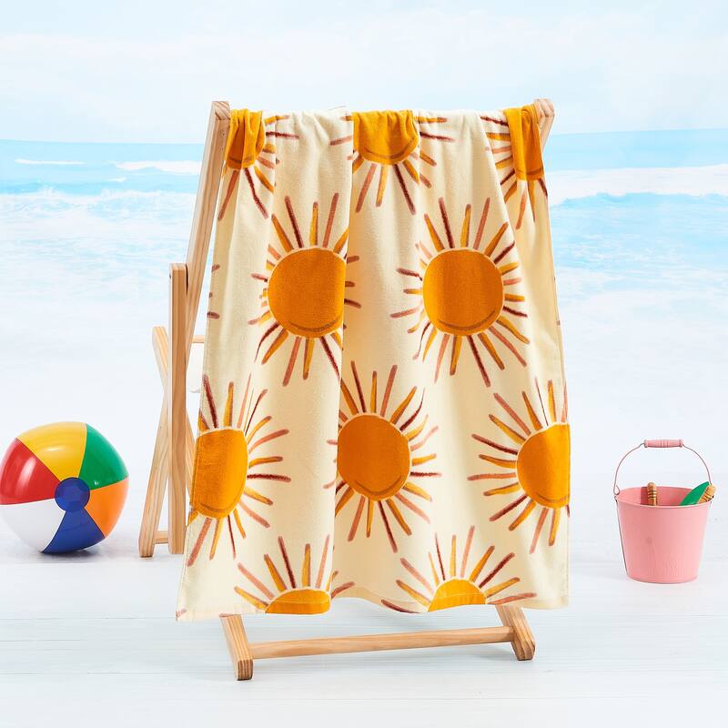 Linery & Co. 100% Cotton Printed Beach Towel for Kids, 30" x 60"