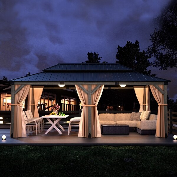 2024新作モデル COSIEST Outdoor Cedar Wood Hardtop Gazebo with Netting 絵画
