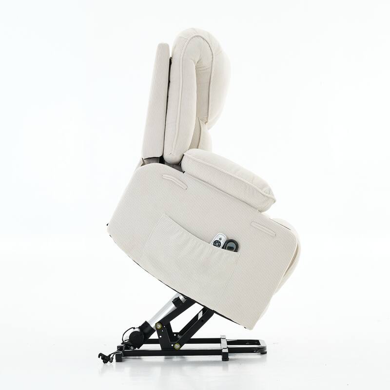 Power Lift Recliner Chair - Remote Control with Heat & Massage, PU Leather, Side Pockets - Senior Mobility Assist Chair