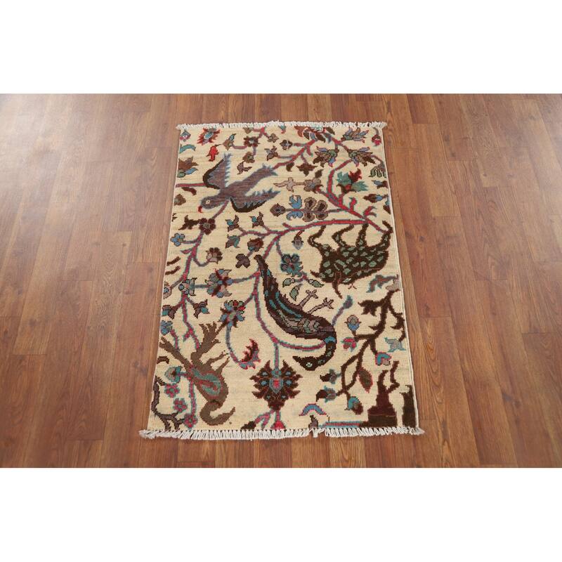 Animal Pictorial Ziegler Oriental Accent Rug Handmade Wool Carpet - 2'0" x 3'0"