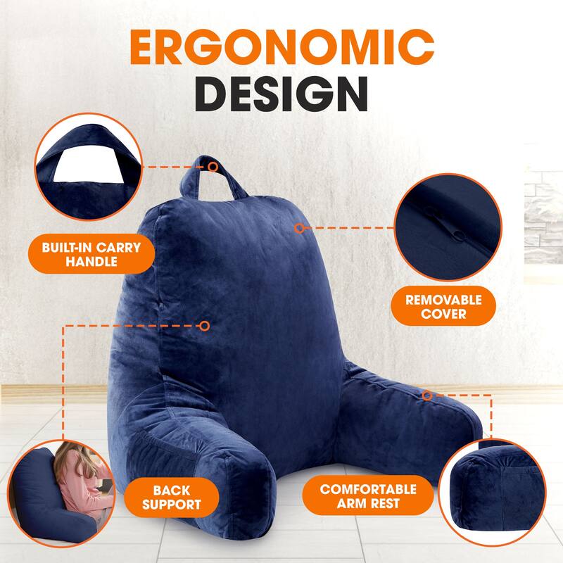 Cheer Collection Backrest Reading TV and Gaming Pillow with Armrest