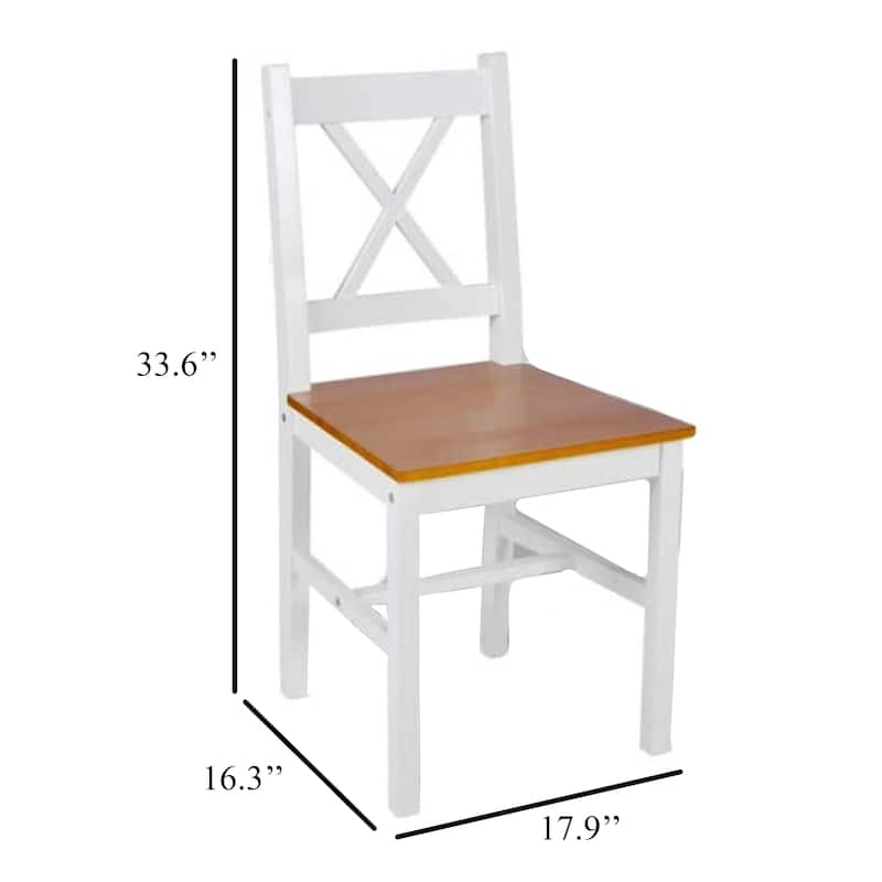 Lipa Dining Side Set of 6, X Back Design, White, Brown Pine Wood